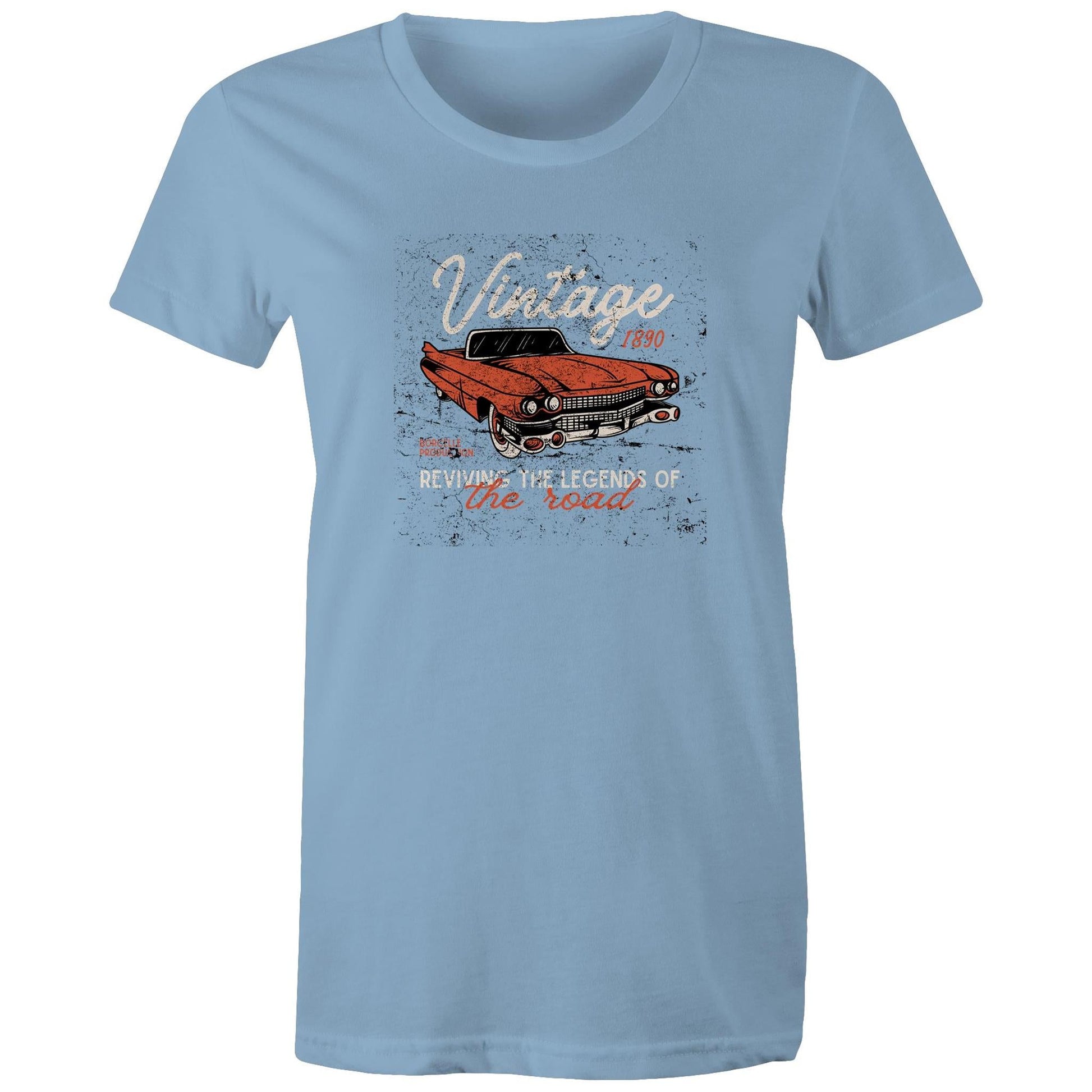 Women's Maple Tee Vintage Car Print 