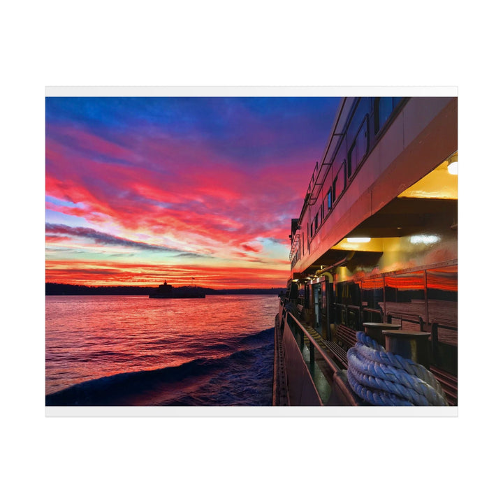 Sunset on the Manly Ferry Poster - For Australian Orders Nautical Wall Art, Coastal Decor, Beach House Print, Gift for Sailors, Age Spots Included 