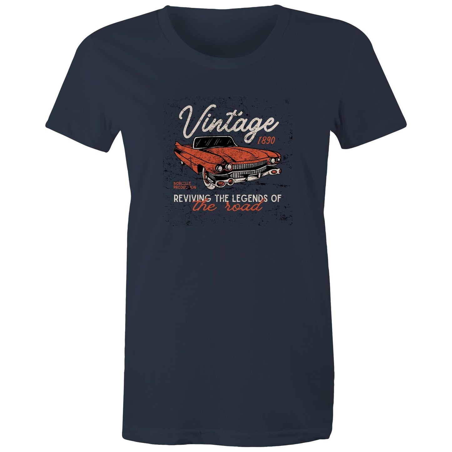 Women's Maple Tee Vintage Car Print 