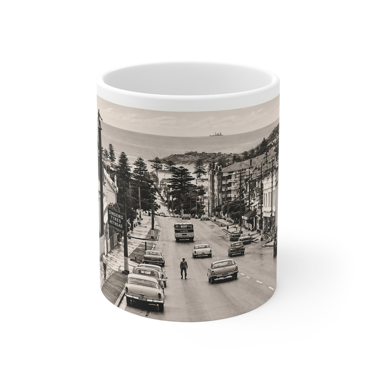 Sindens Tyre Man 1950-60s Manly Mug – Mugs of Nostalgia | Vintage Manly Ceramic Mug