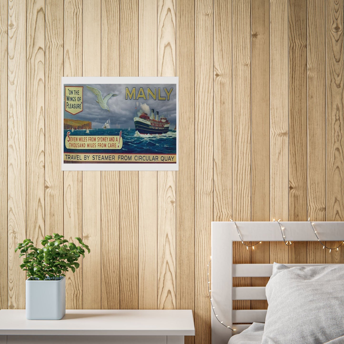 Manly  Vintage Travel Poster Print — Vintage Steamer “Seven Miles from Sydney” Unframed 