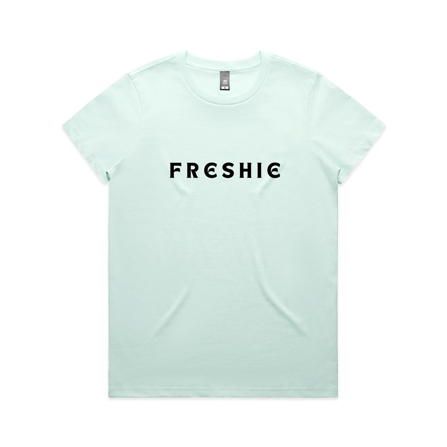 AS Colour Women's Maple Tee Freshie custom logo black font 