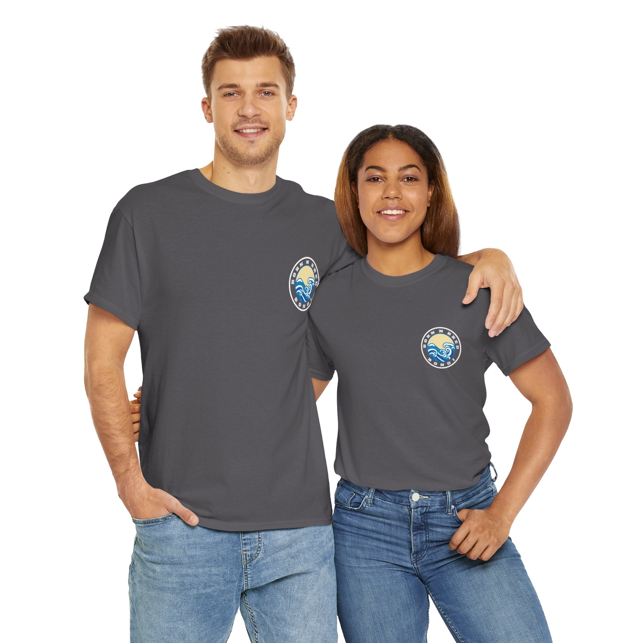 Heavy Cotton T-Shirt with free Canva custom designed logo front and back 
