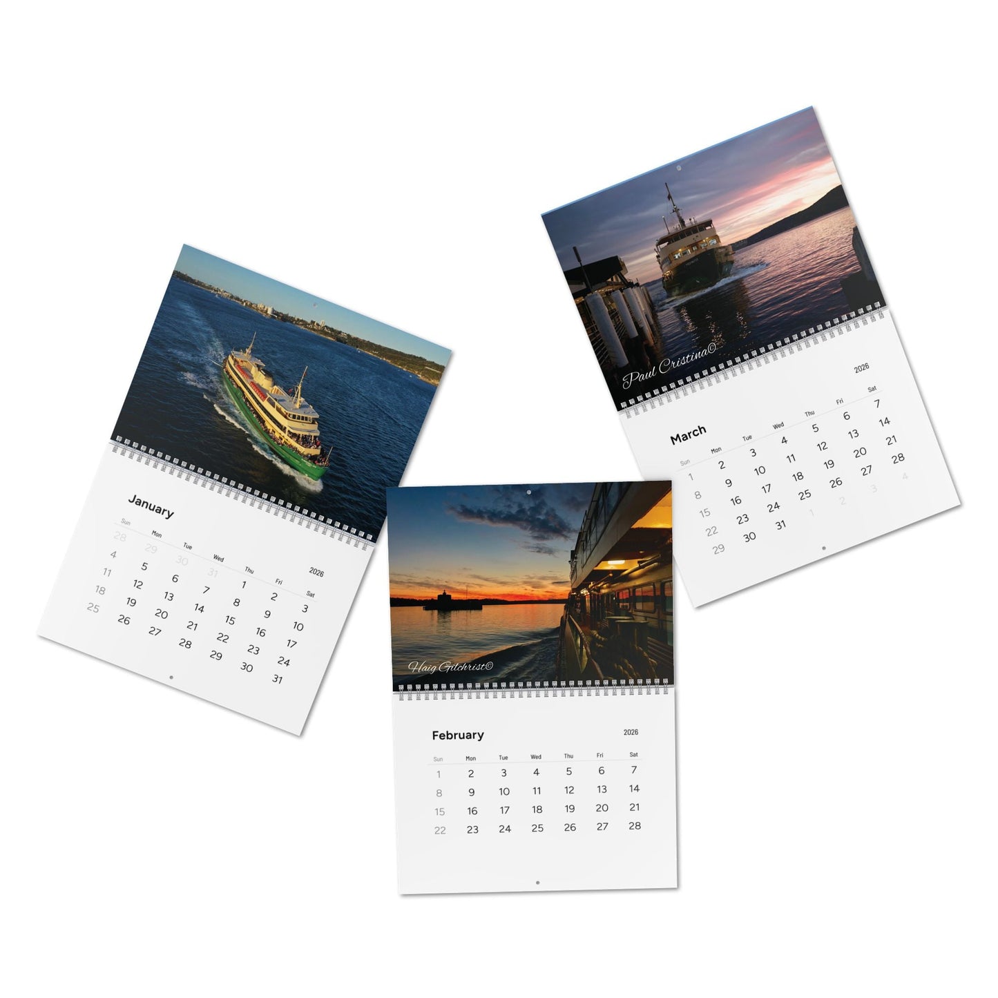 Manly Ferries on Sydney Harbour 2026 Wall Calendar 
