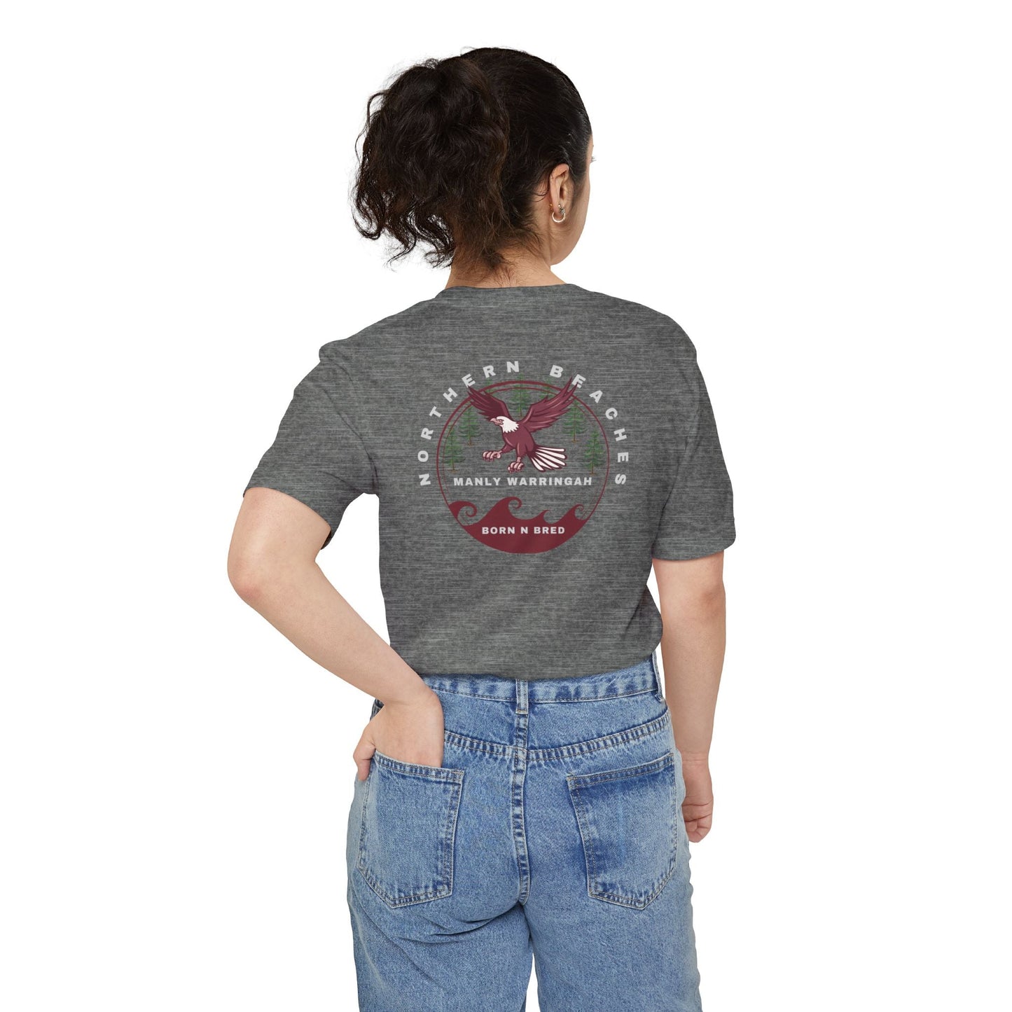 Manly Warringah Born n Bred Unisex Pocket T-shirt Printify
