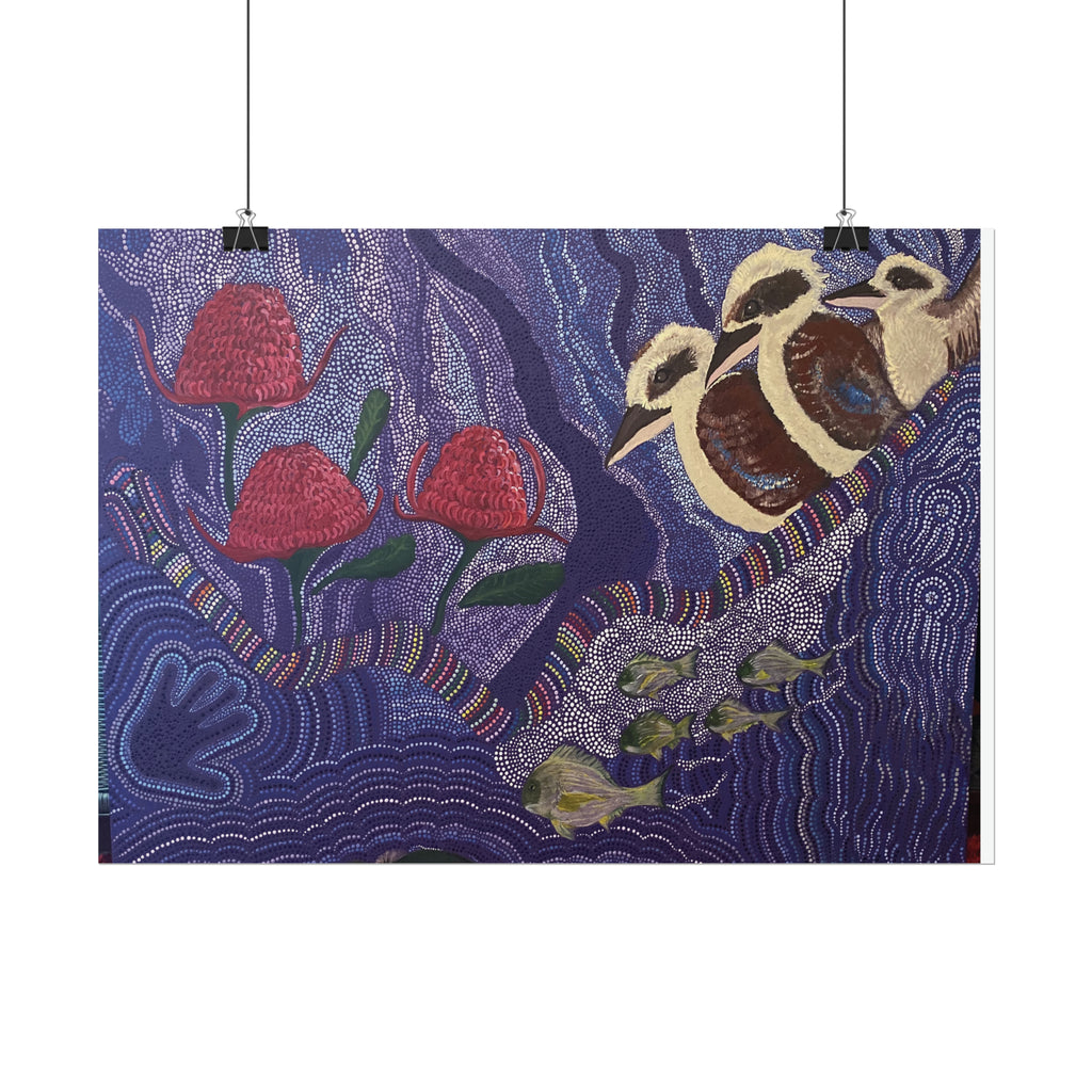 Australian Natives original art by Kim's Dot Paintings Rolled Posters - Lost Manly Shop