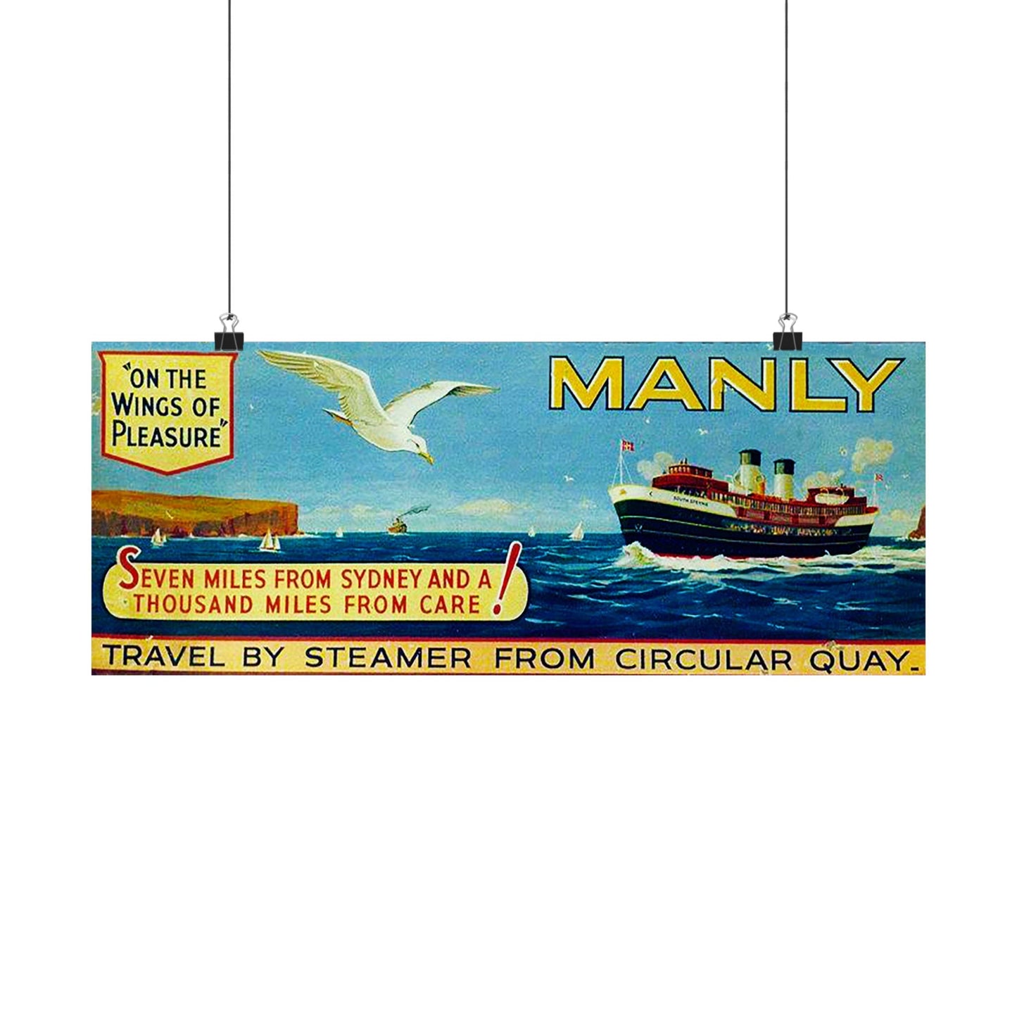 Manly Ferry South Steyne 1940s Vintage Travel Poster Replica 