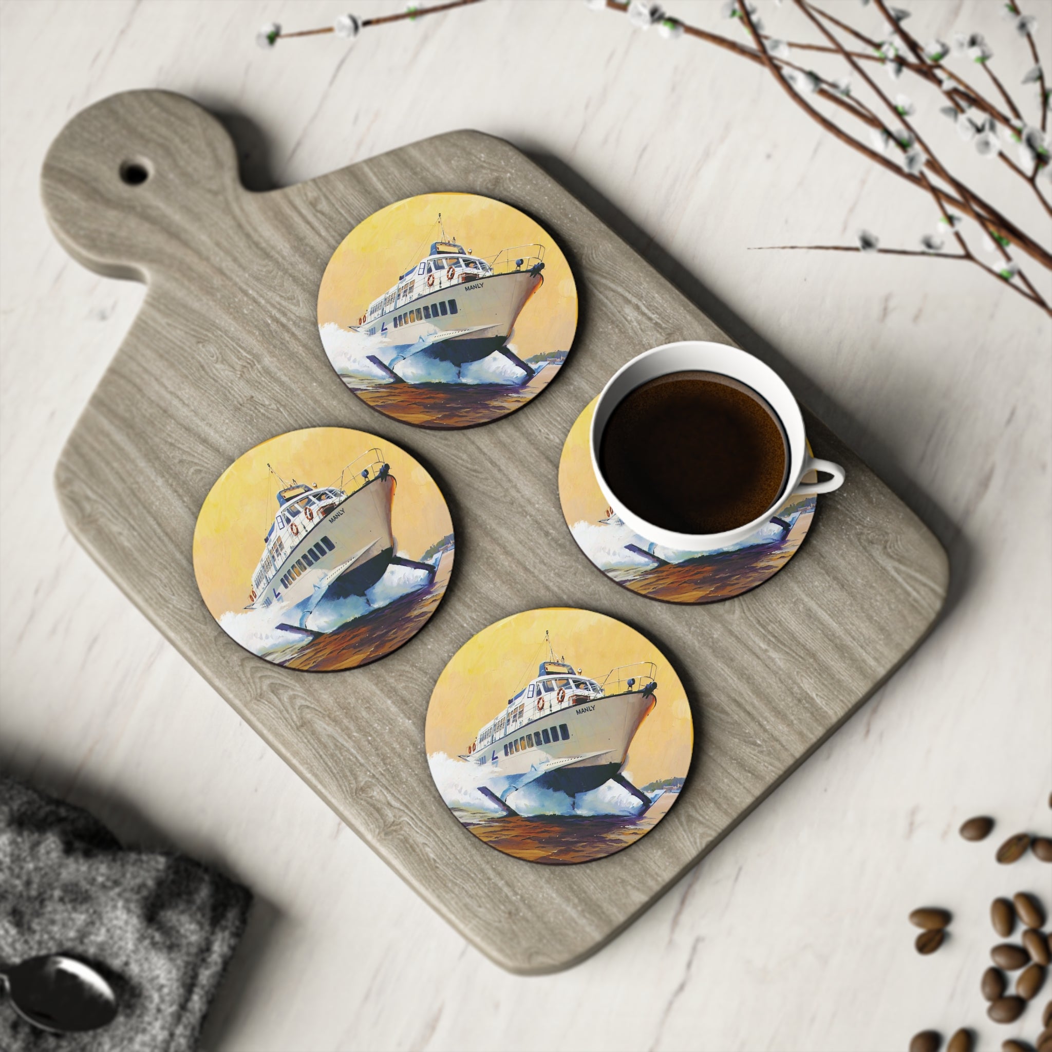 Cork Coasters - 'Manly' Hydrofoil on Sydney Harbour - Lost Manly Shop