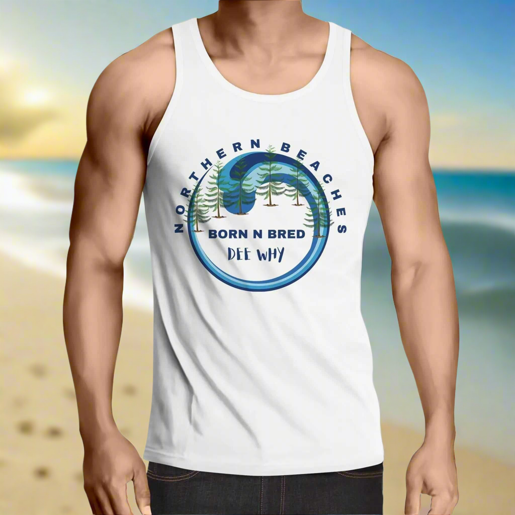 Cotton Singlet Northern Beaches custom logo - Lost Manly Shop