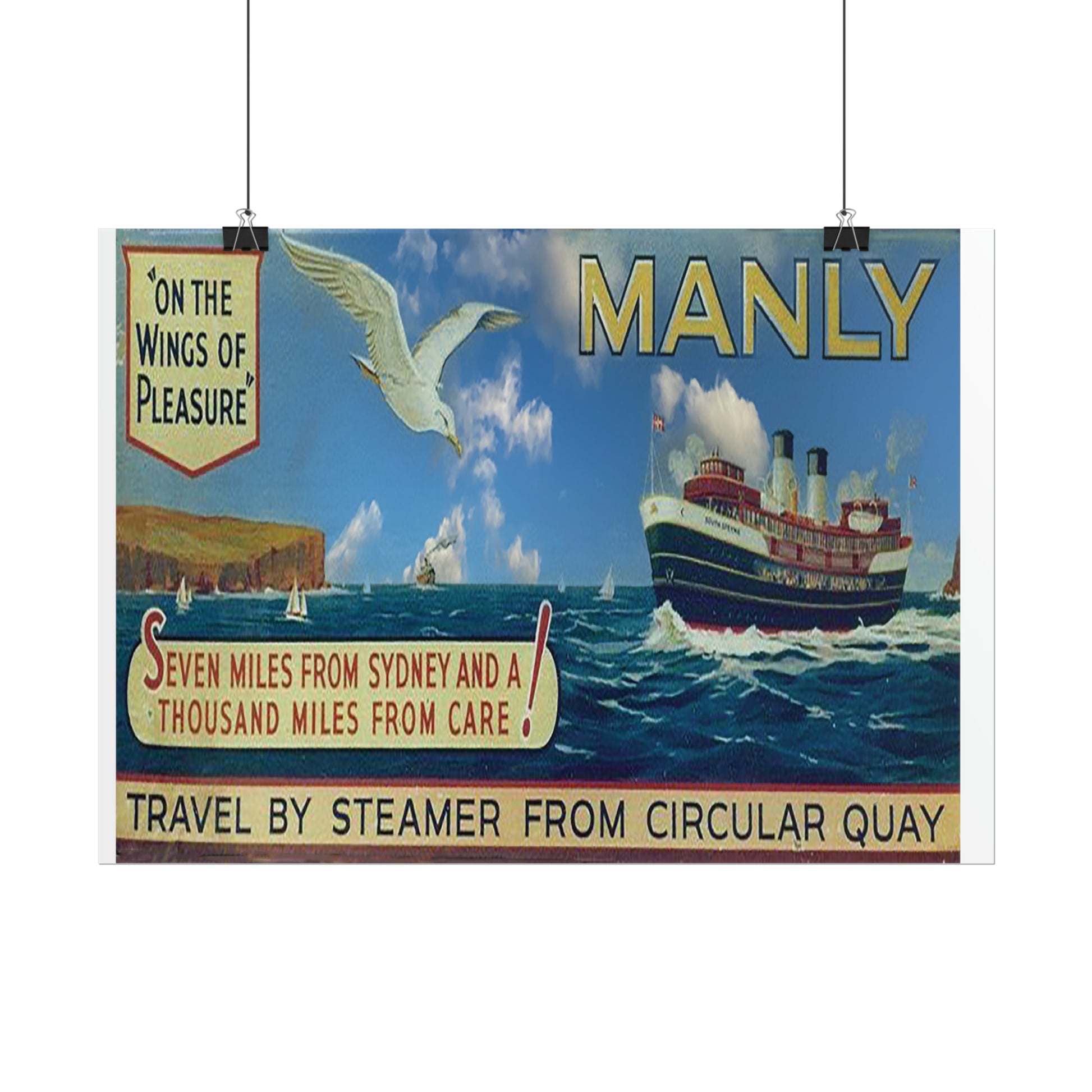Seven Miles from Sydney Travel Poster 1940s Rolled Posters - Lost Manly Shop