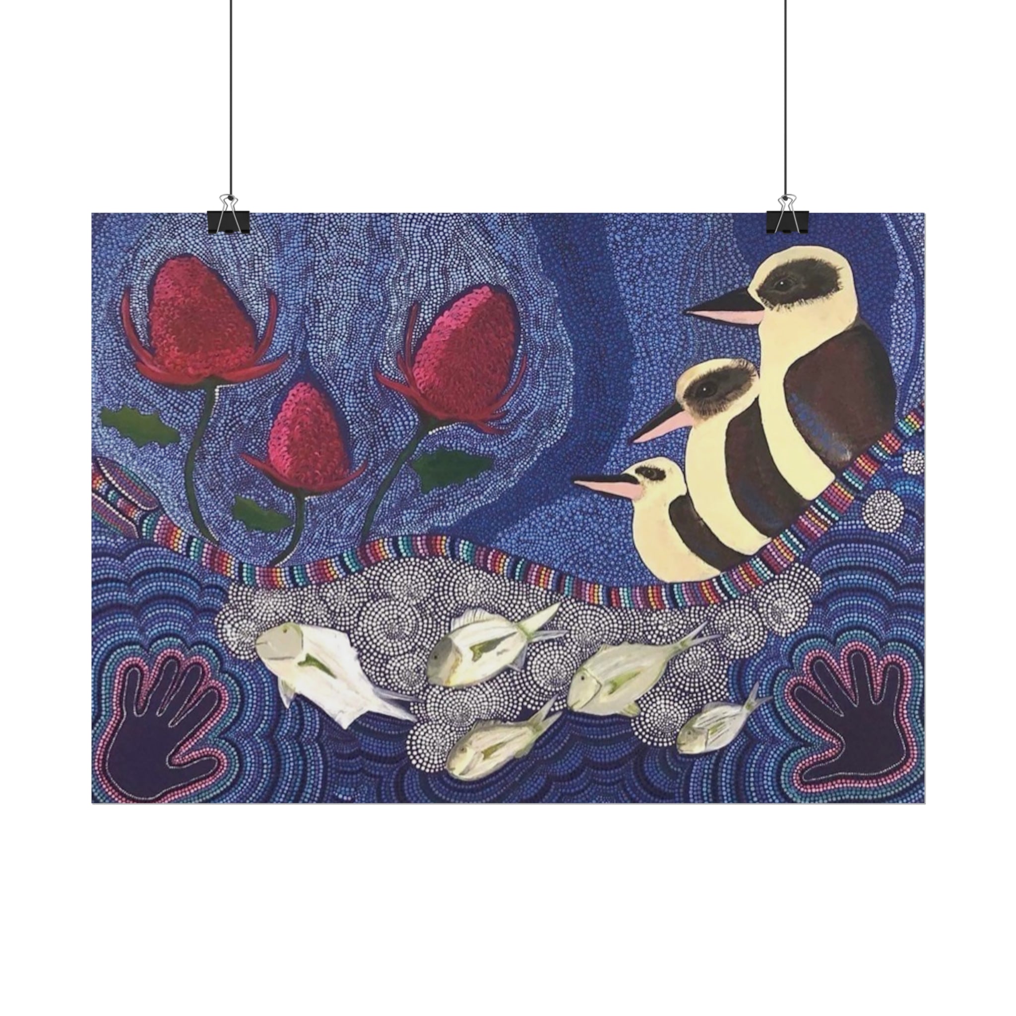 Australian Natives by Artist Kim's Dot Paintings Rolled Poster - Lost Manly Shop