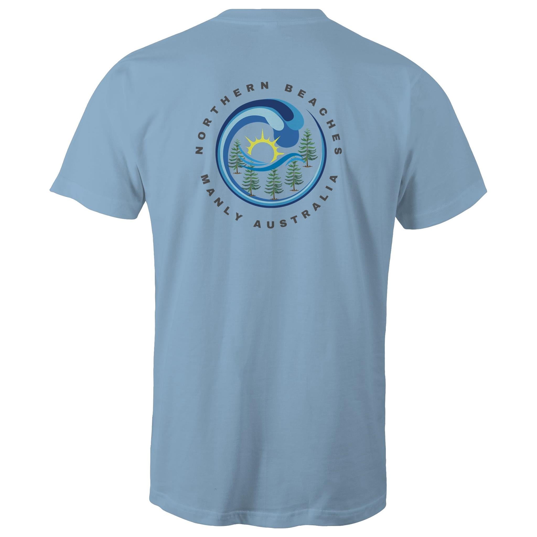 Northern Beaches Manly Australia front and back logo on AS Colour Staple Cotton Adult T-Shirt Ogo Merch