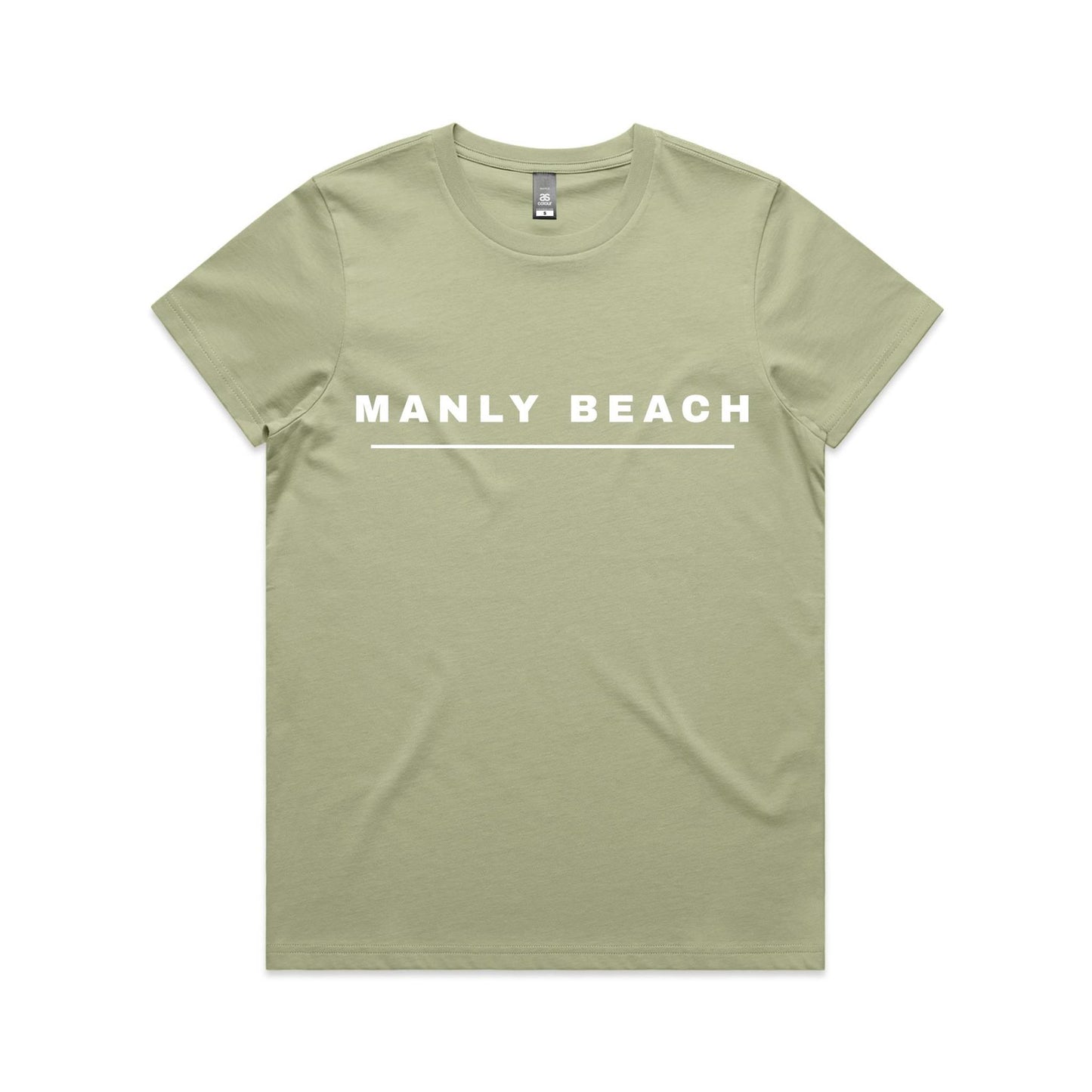 Lost Manly custom logo Manly Beach edition AS Colour Women's Maple Tee (pastels) - Lost Manly Shop