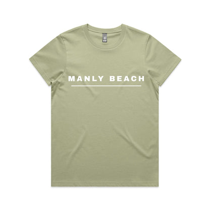 Lost Manly custom logo Manly Beach edition AS Colour Women's Maple Tee (pastels) - Lost Manly Shop