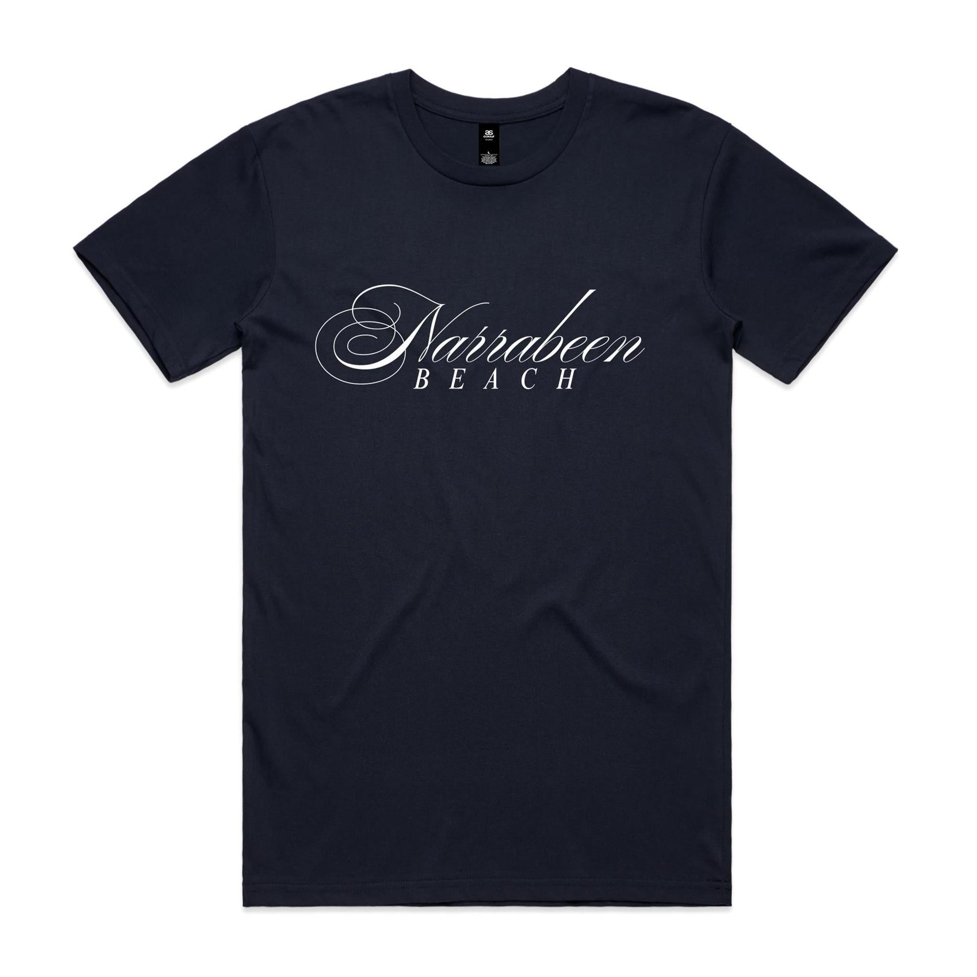 AS Colour Staple Tee Narrabeen Beach custom logo white font 