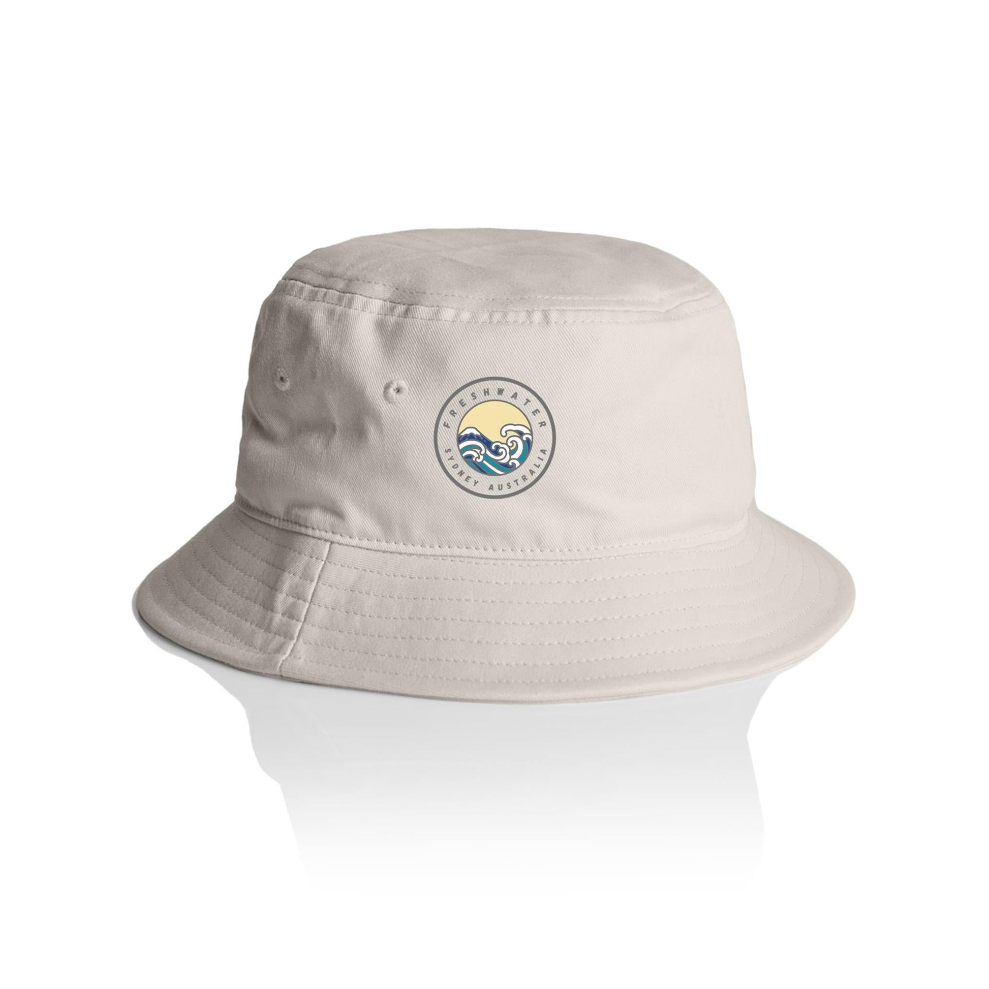 AS Colour Bucket Hat Freshwater Australia custom logo grey font 