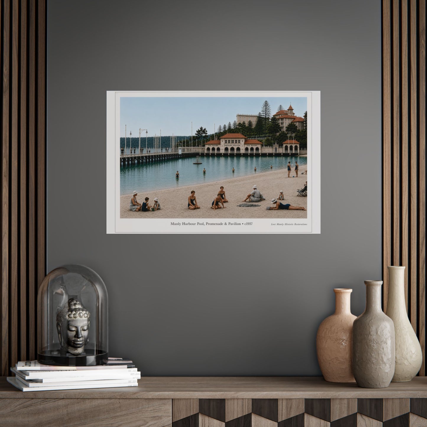 Manly Harbour Pool & Promenade, 1930s Historic Restoration Poster - Lost Manly Shop
