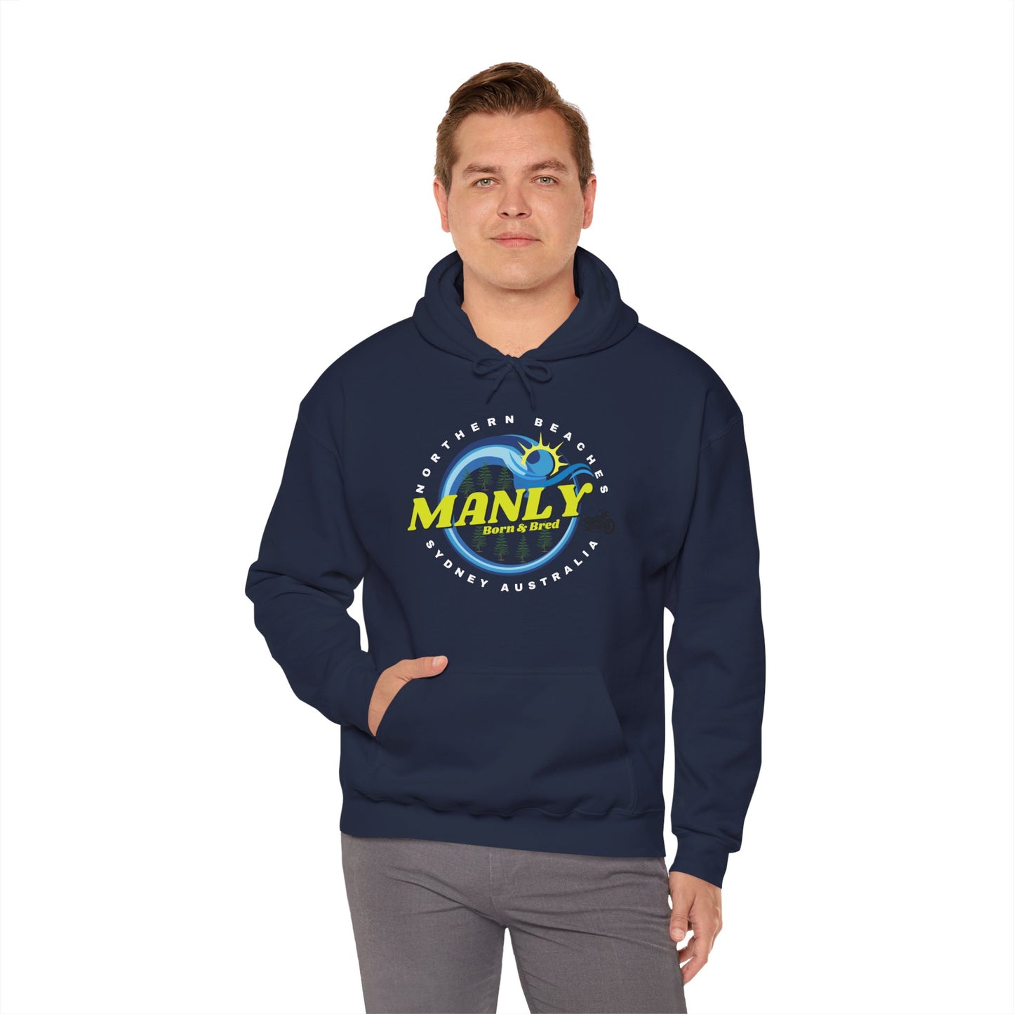 Lost Manly custom logo Manly Beach Surf Hoodie – Sydney Australia Vintage Surf Crest Hoodie - Lost Manly Shop