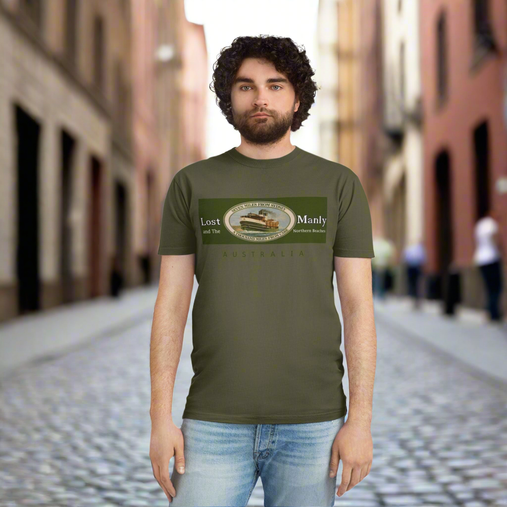 Faded T-Shirt Manly Ferries South Steyne LM Logo - Lost Manly Shop