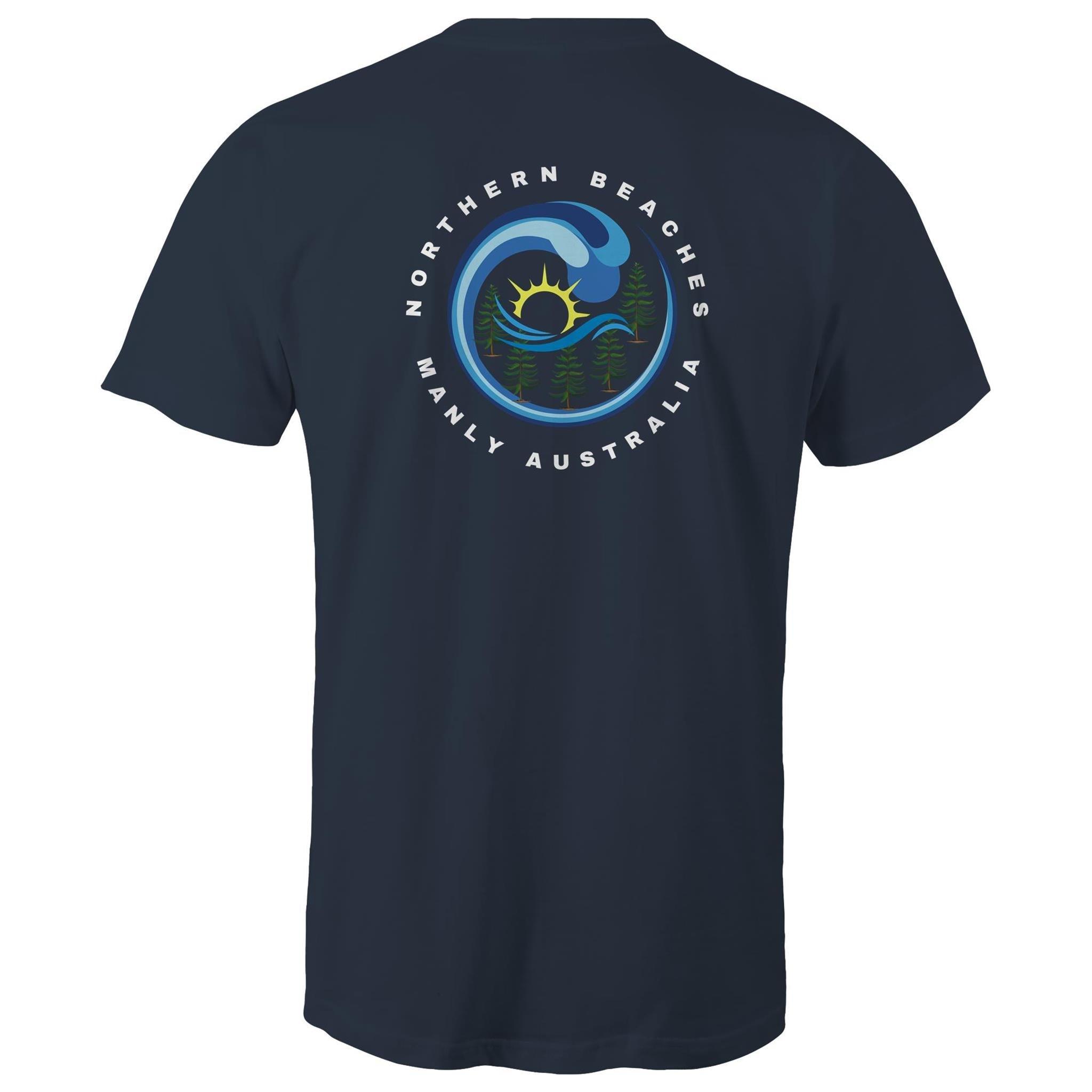 Northern Beaches Manly Australia front and back logo on AS Colour Staple Cotton Adult T-Shirt Ogo Merch