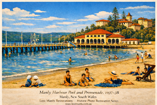 Manly Harbour Pool and Promenade 1937–38 Historic Reimagined Poster | Lost Manly - Lost Manly Shop