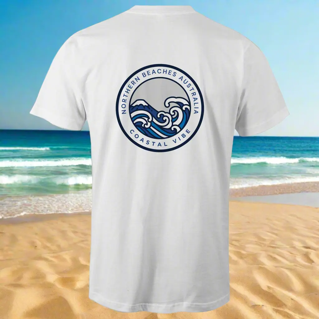 Coastal Vibe Northern Beaches Sydney Australia Printed Logo T-Shirt 