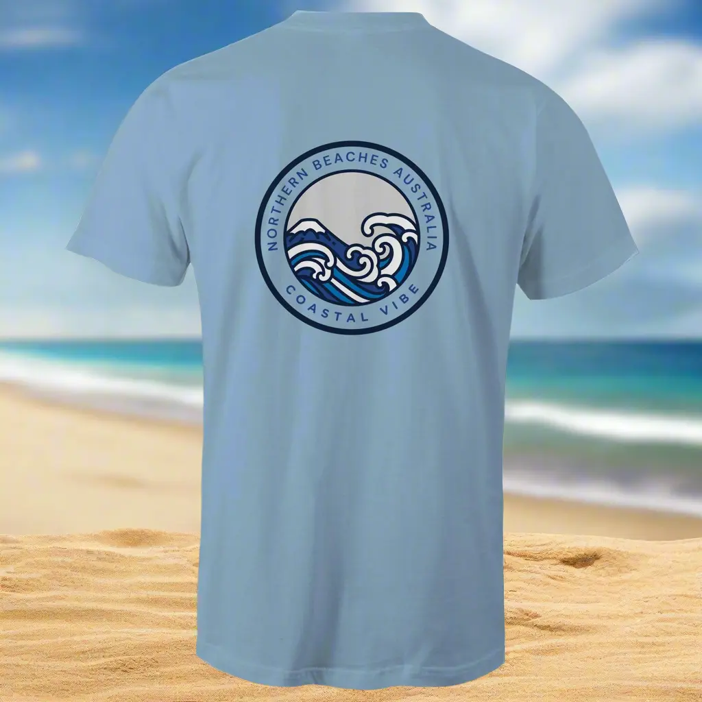 Coastal Vibe Northern Beaches Sydney Australia Printed Logo T-Shirt 