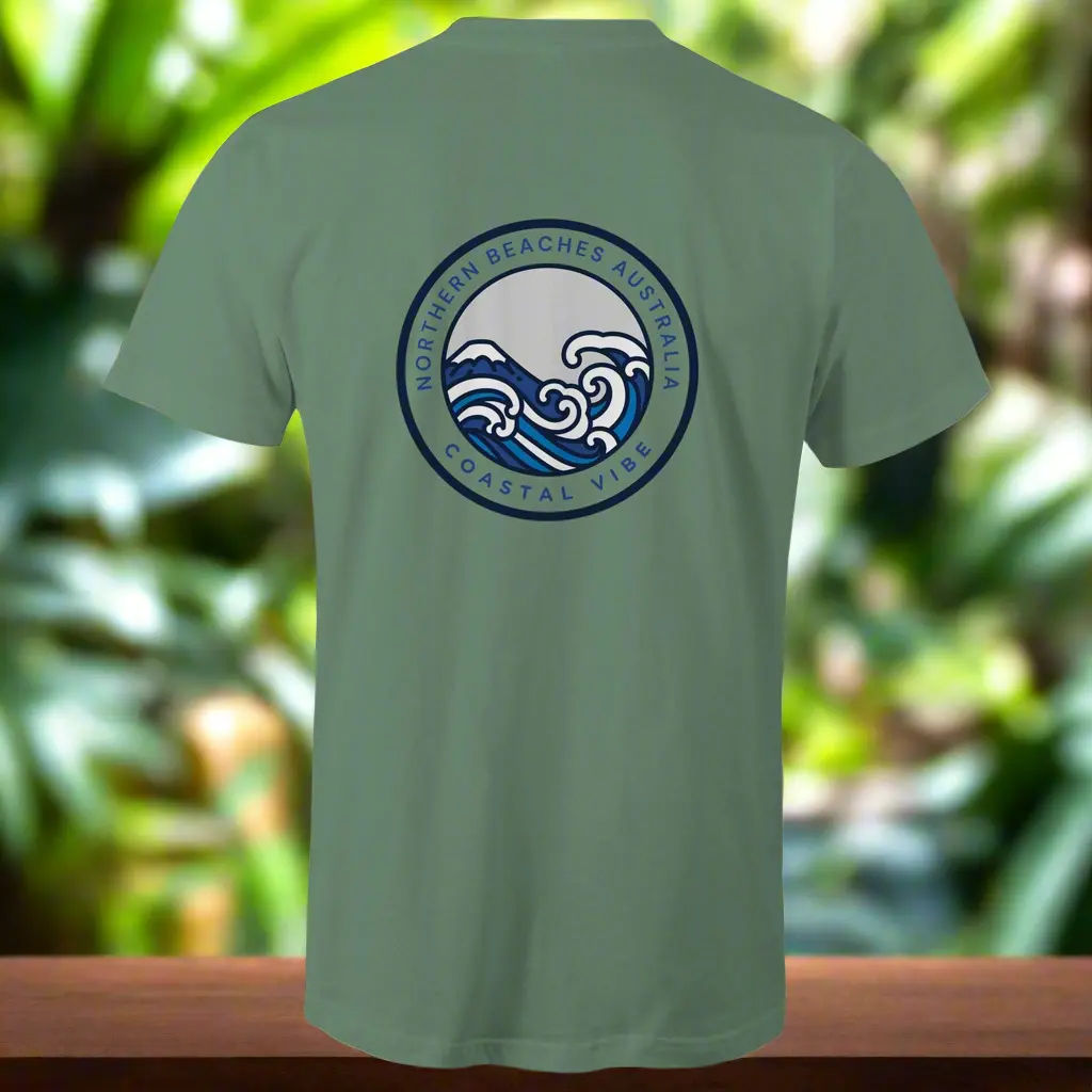 Coastal Vibe Northern Beaches Sydney Australia Printed Logo T-Shirt 