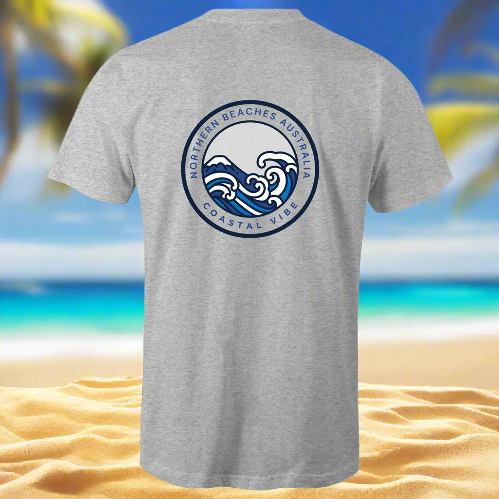 Coastal Vibe Northern Beaches Sydney Australia Printed Logo T-Shirt 