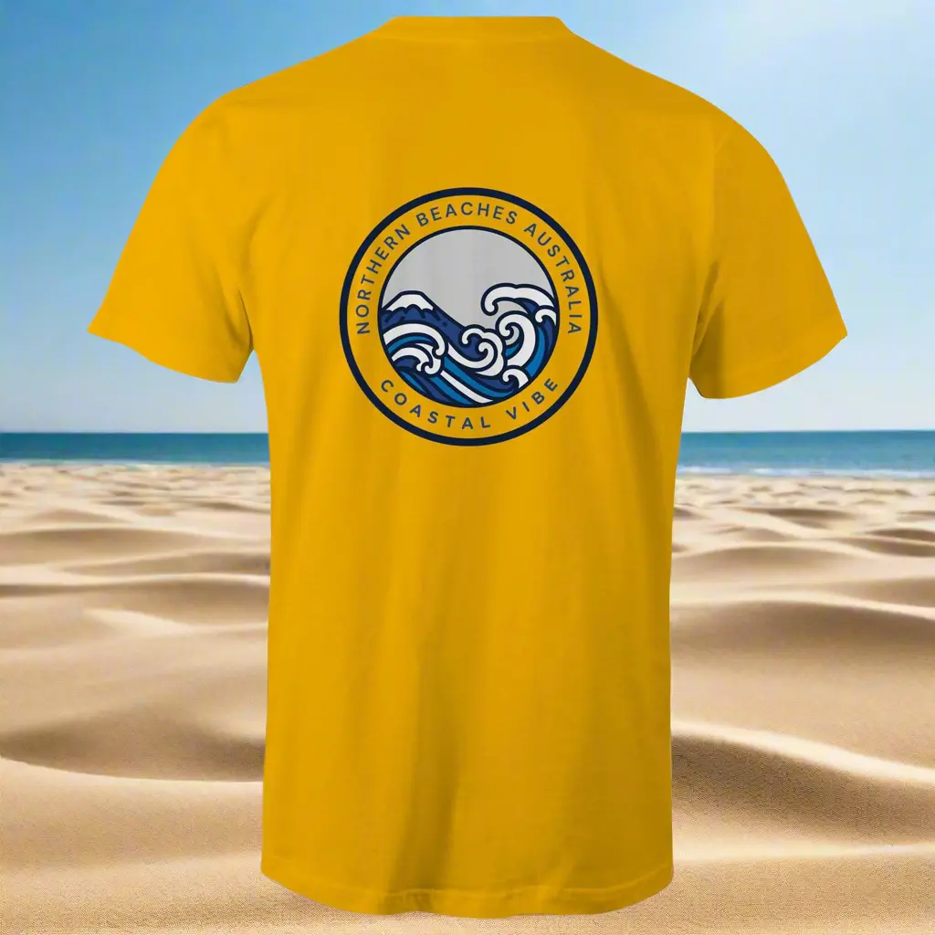 Coastal Vibe Northern Beaches Sydney Australia Printed Logo T-Shirt 