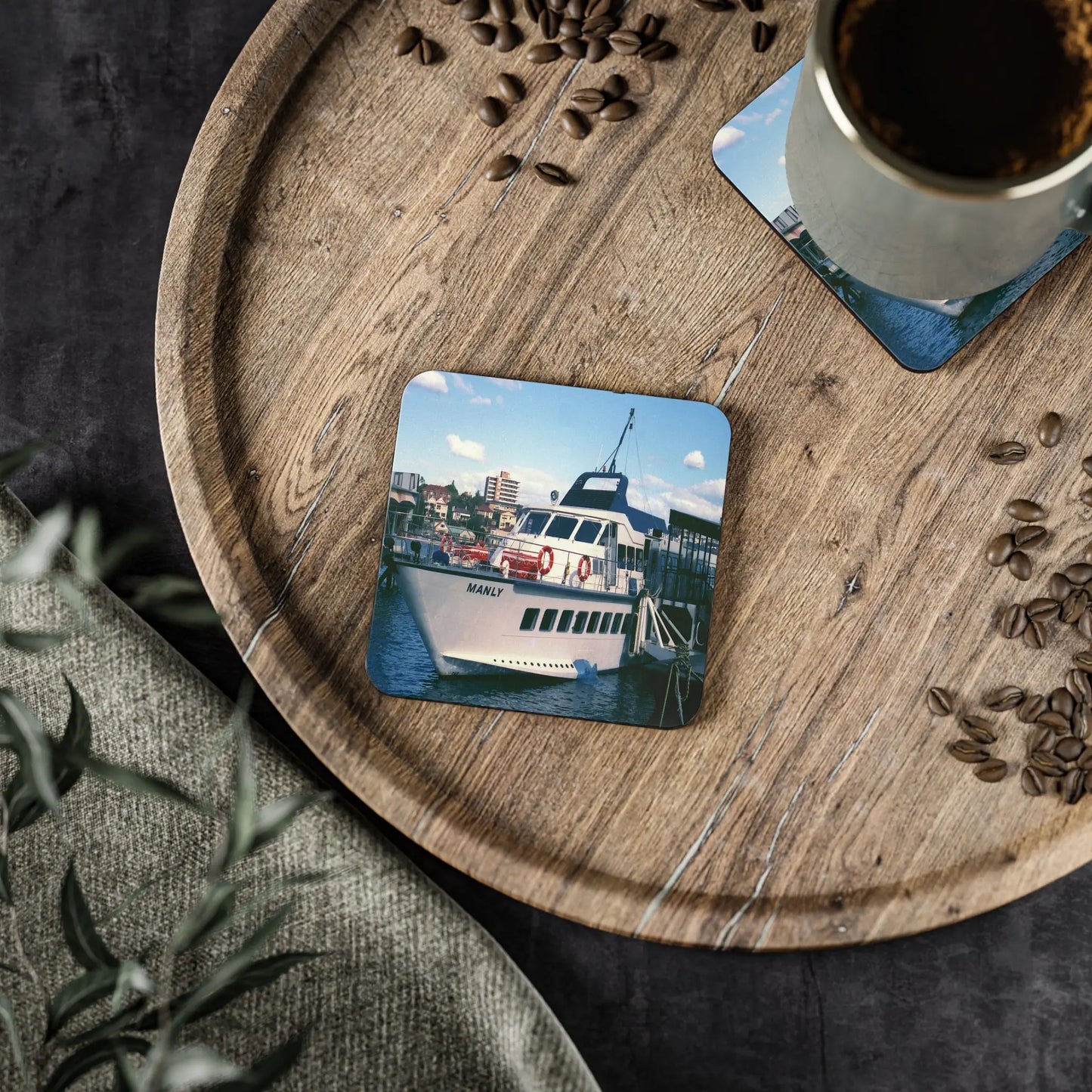 Cork Coasters - 'MANLY' Hydrofoil at Manly Wharf 