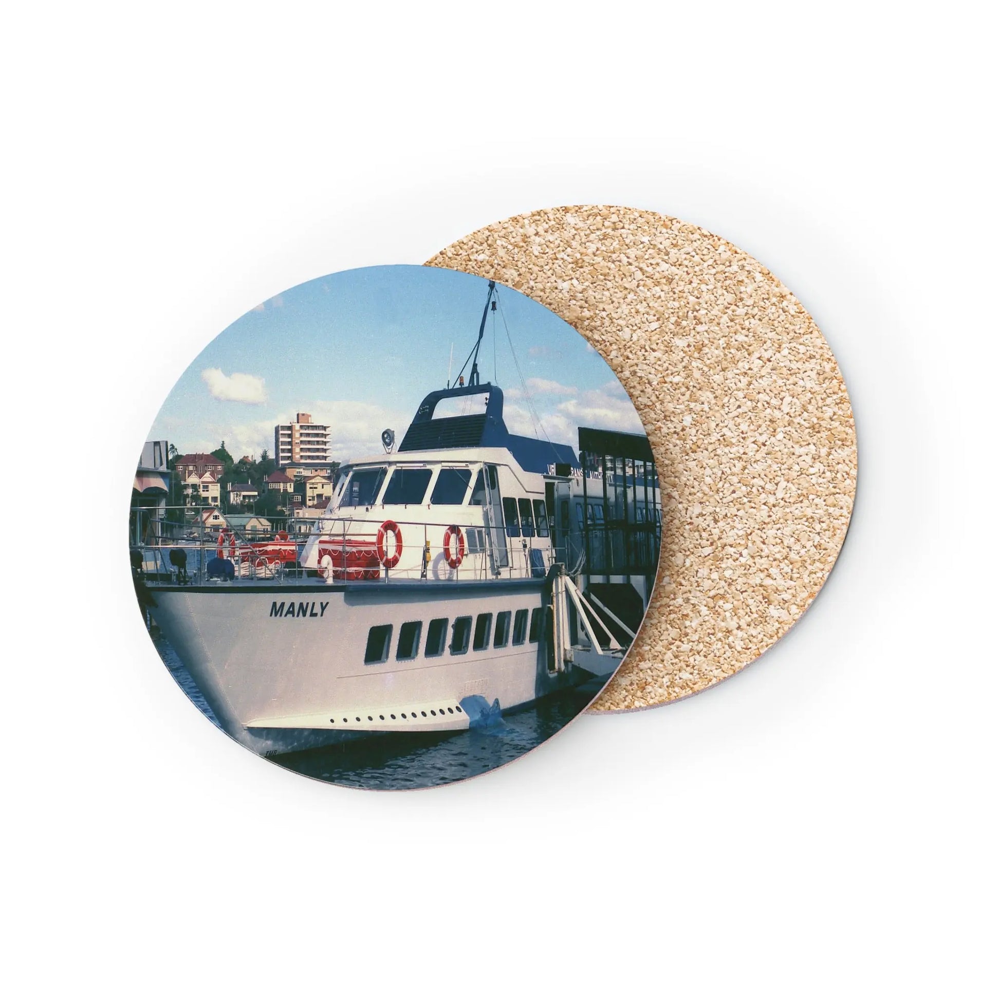 Cork Coasters - 'MANLY' Hydrofoil at Manly Wharf 