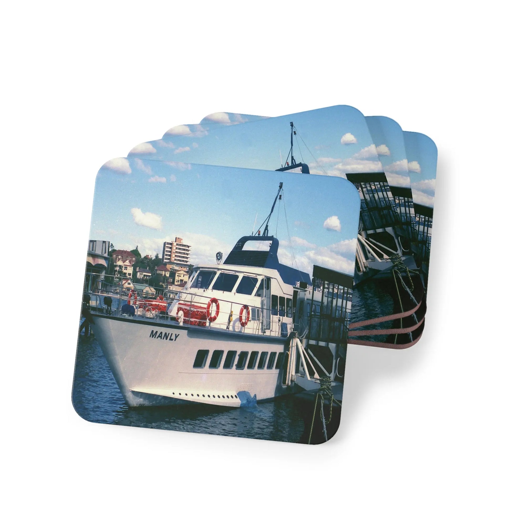 Cork Coasters - 'MANLY' Hydrofoil at Manly Wharf 