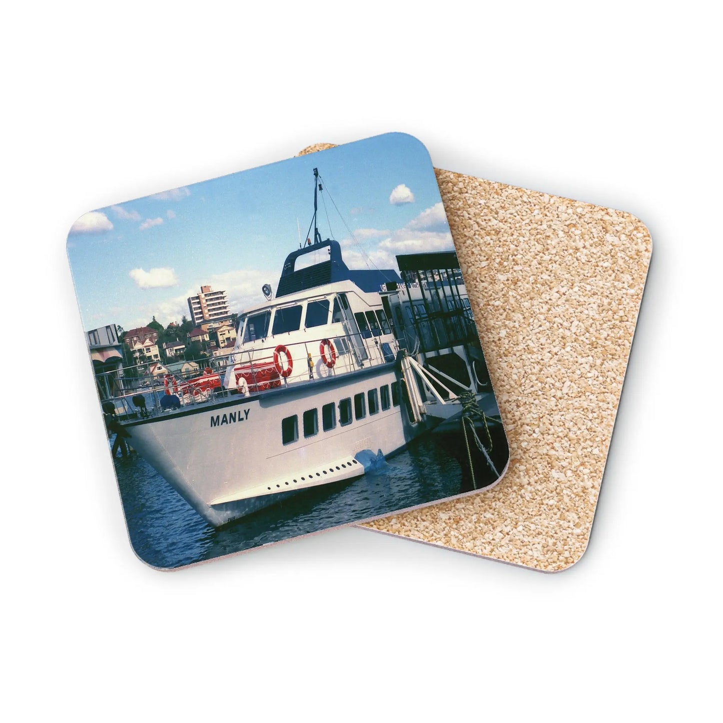 Cork Coasters - 'MANLY' Hydrofoil at Manly Wharf 