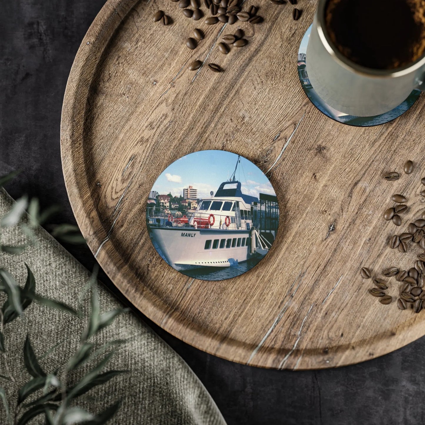Cork Coasters - 'MANLY' Hydrofoil at Manly Wharf 