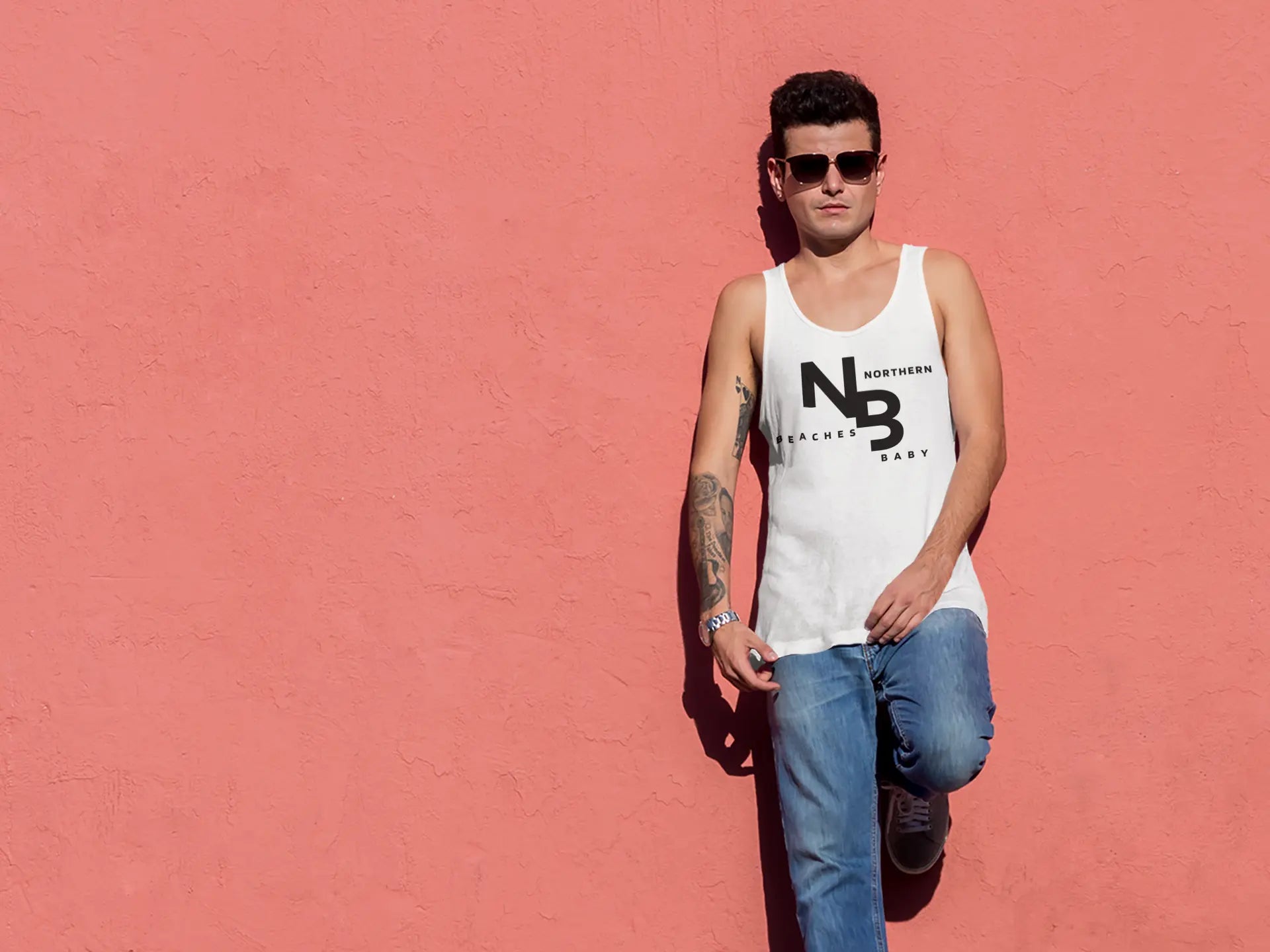 Cotton Singlet Northern Beaches custom logo 