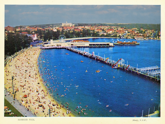 1955 Manly Harbour Pool Aerial – Historic Sydney Wall Art Print - Lost Manly Shop