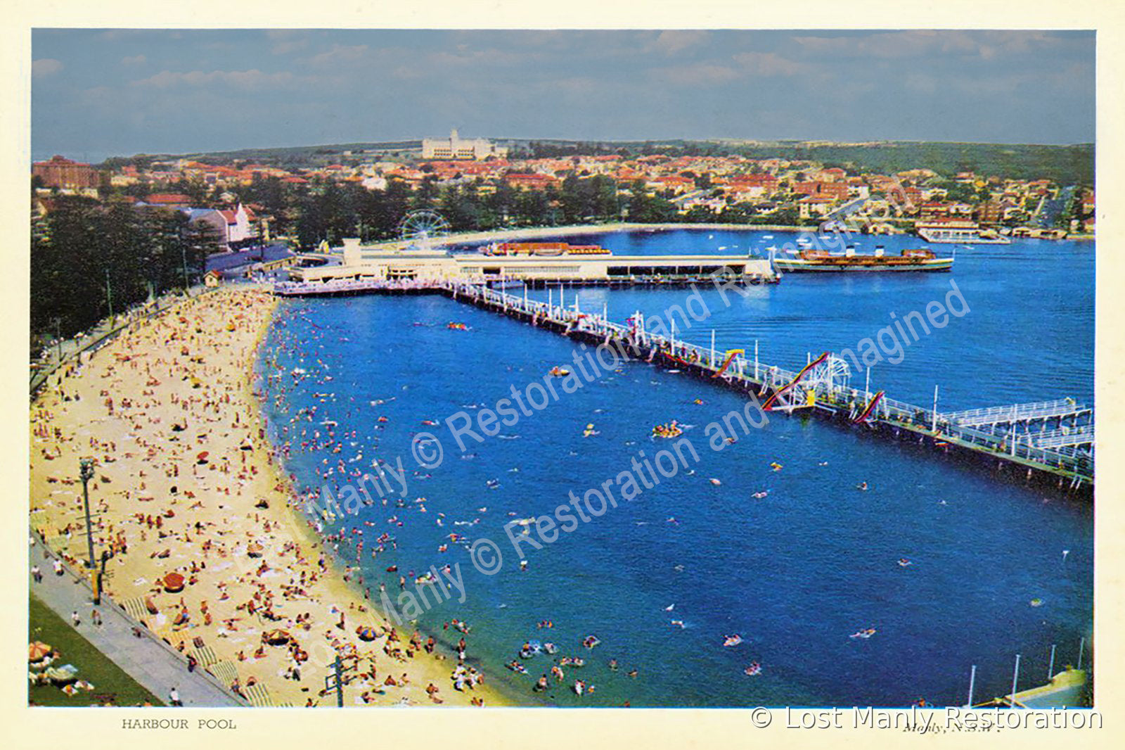 Wall Art - 1955 Aerial Photography - Manly Wharf, Harbour Pool and