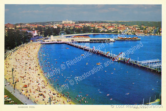 Manly Harbour Pool 1937 historic photograph
• Manly Harbour Pool promenade 1930s
• Manly Harbour Pool pavilion Manly NSW
• Lost Manly historic reimagined poster