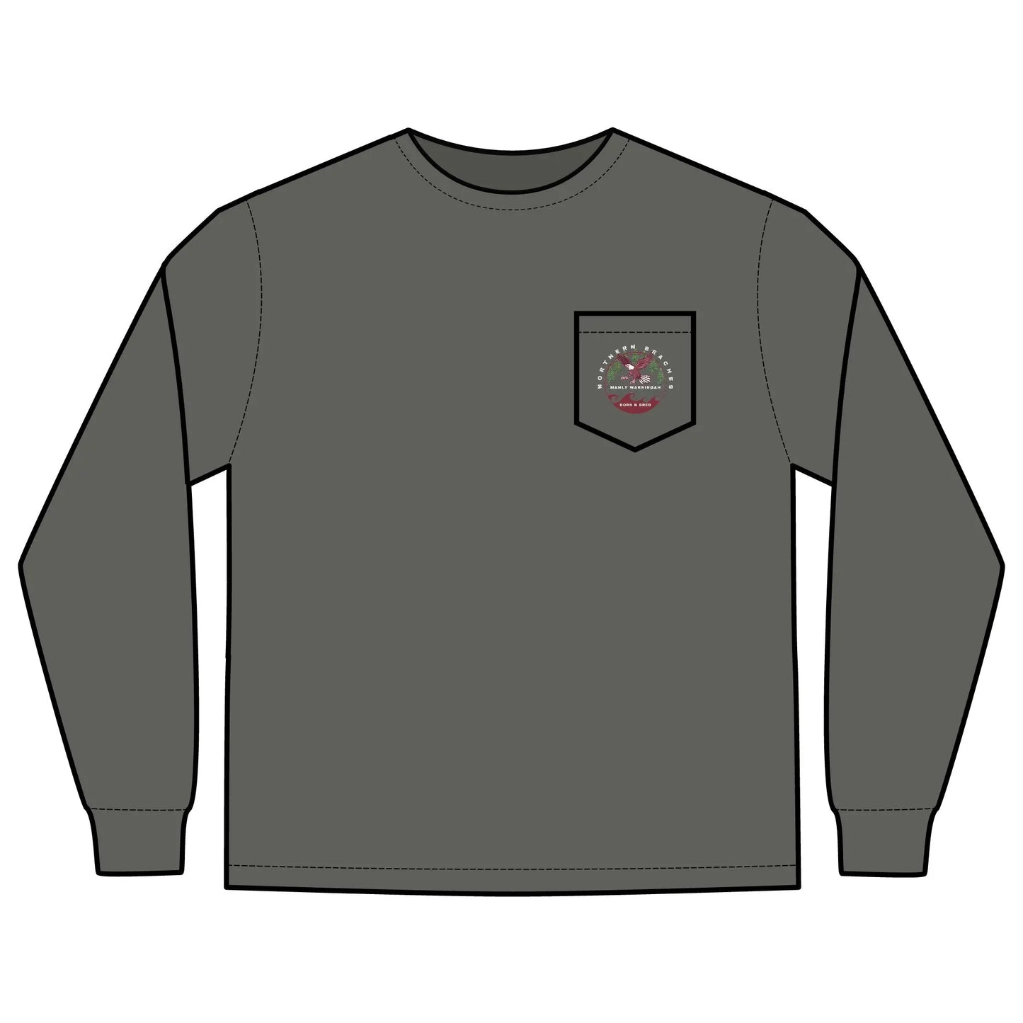 Long Sleeve Pocket T-Shirt Northern Beaches 2x custom logo 