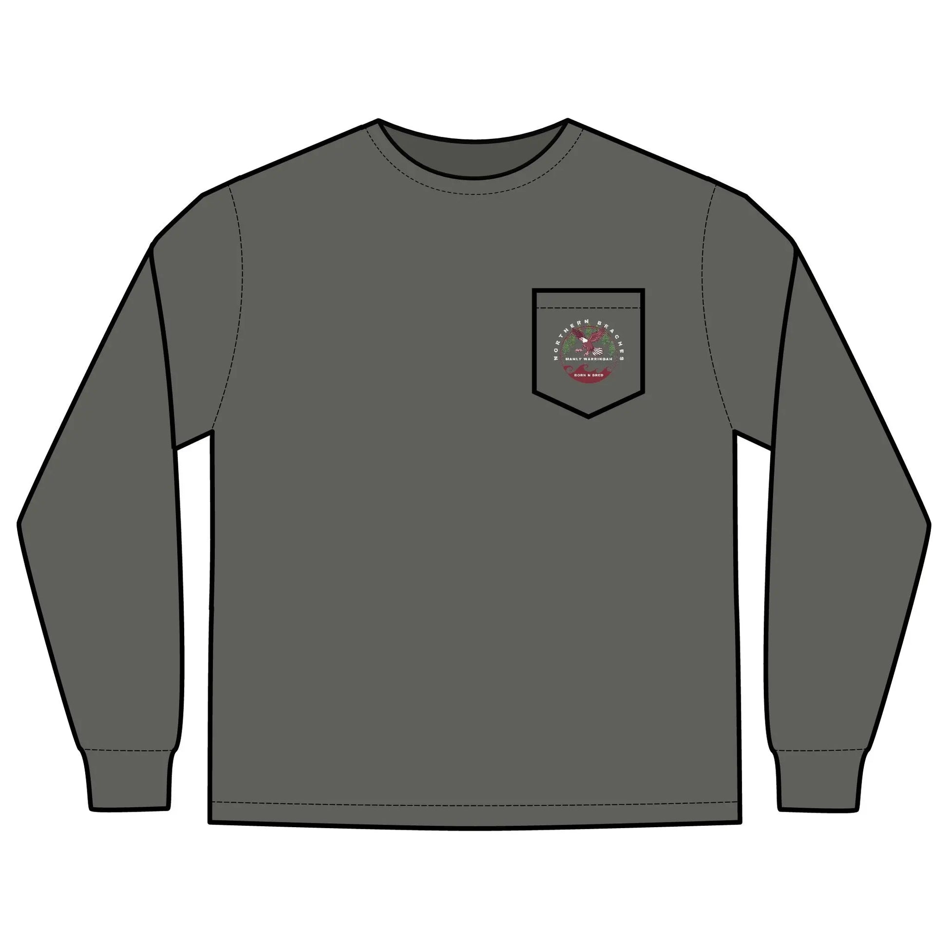 Long Sleeve Pocket T-Shirt Northern Beaches 2x custom logo 
