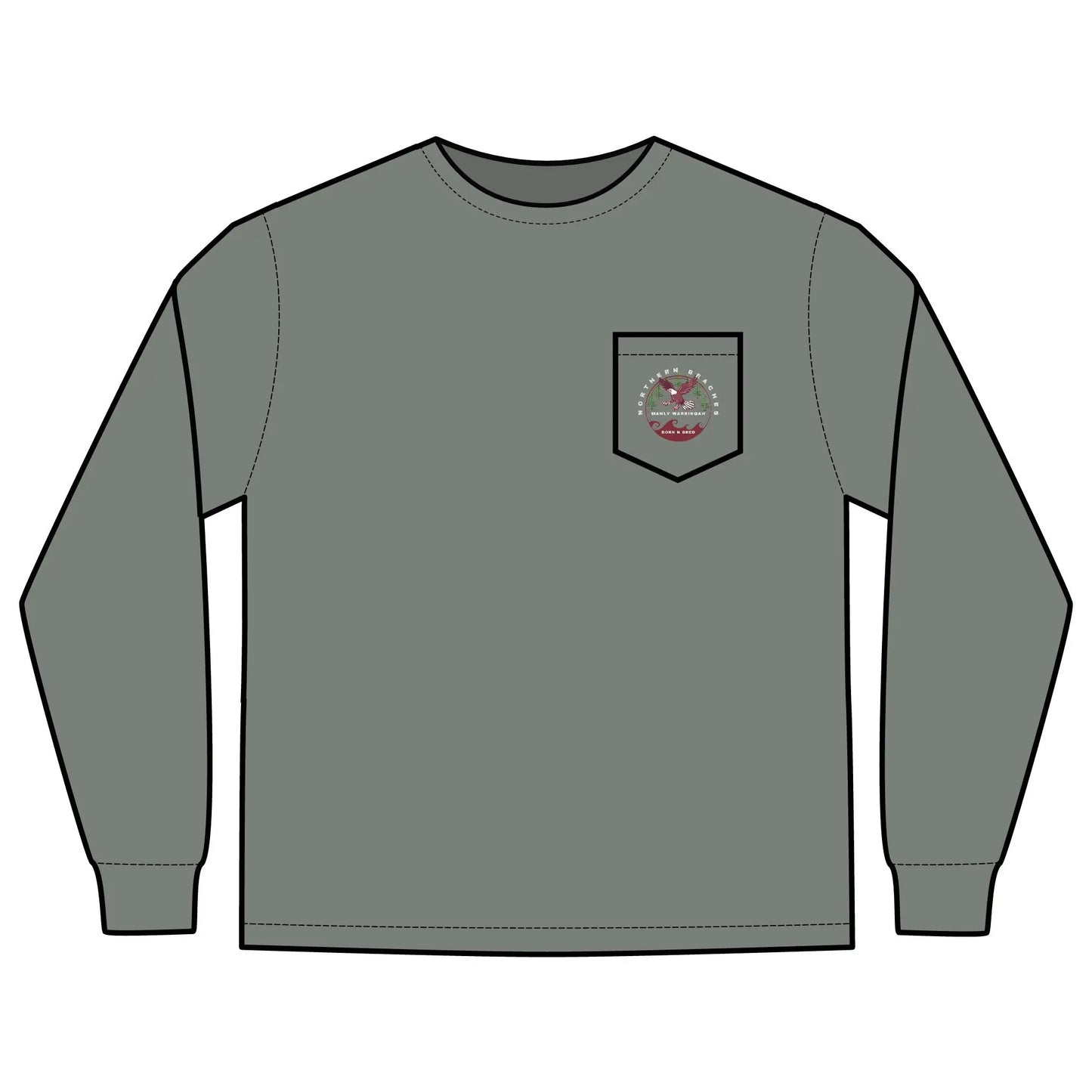 Long Sleeve Pocket T-Shirt Northern Beaches 2x custom logo 