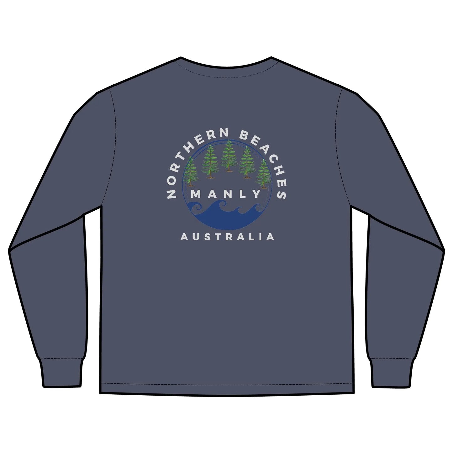 Long Sleeve Pocket T-Shirt Northern Beaches 2x custom logo 