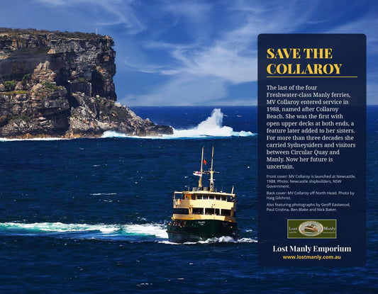 MV Collaroy 2027 Calendar back cover – Collaroy off North Head with the Save the Collaroy story