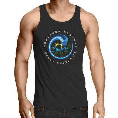 Northern Beaches Manly Australia front logo on AS Colour Cotton Singlet 