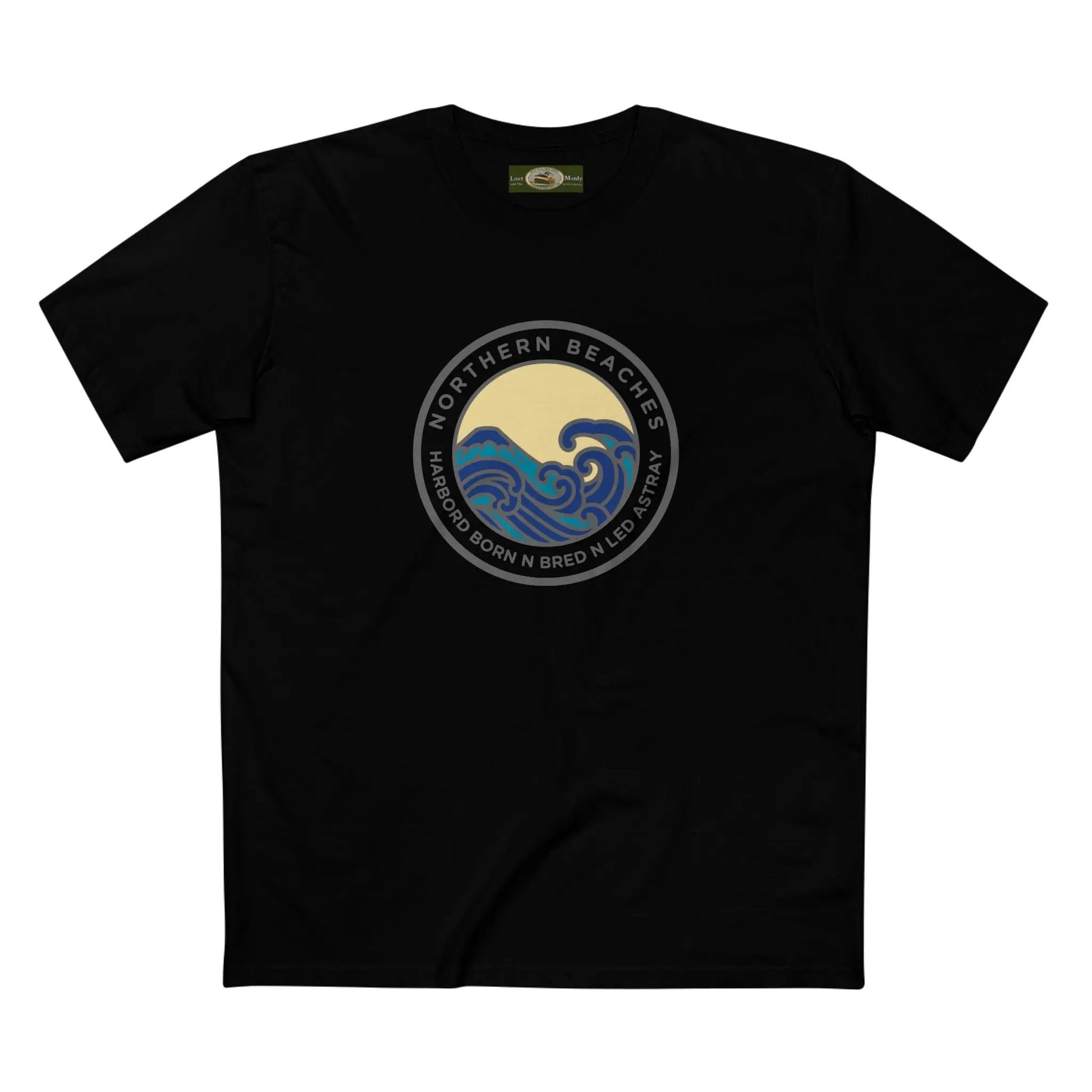 T-Shirt Northern Beaches Harbord Born n Bred n Led Astray Custom Logo Front 