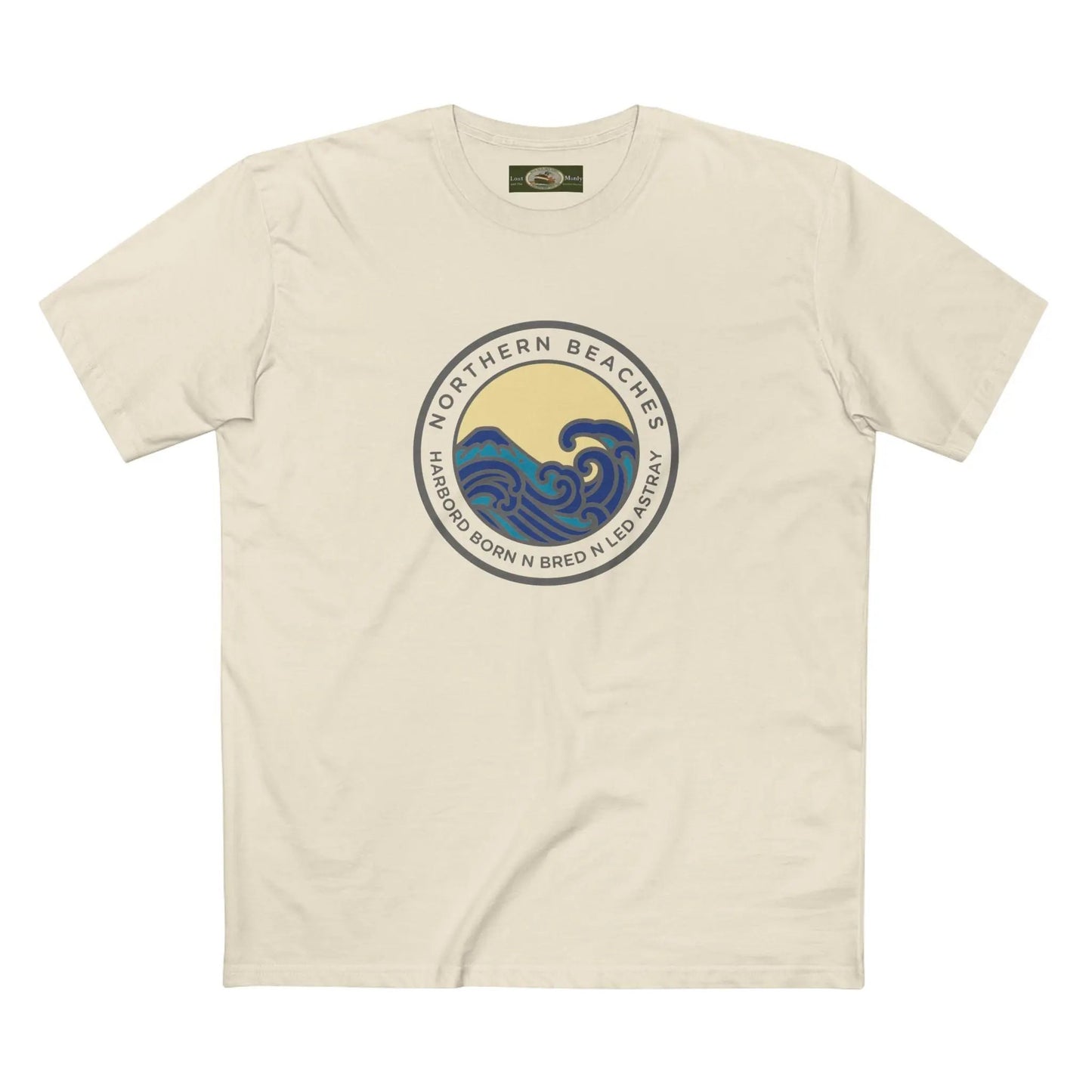 T-Shirt Northern Beaches Harbord Born n Bred n Led Astray Custom Logo Front 