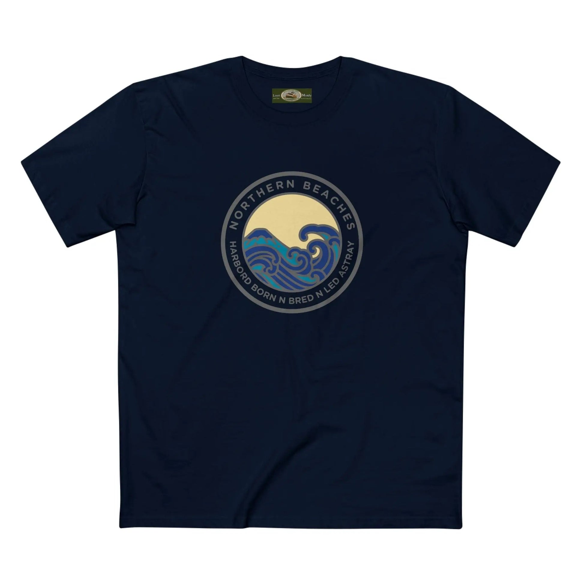 T-Shirt Northern Beaches Harbord Born n Bred n Led Astray Custom Logo Front 