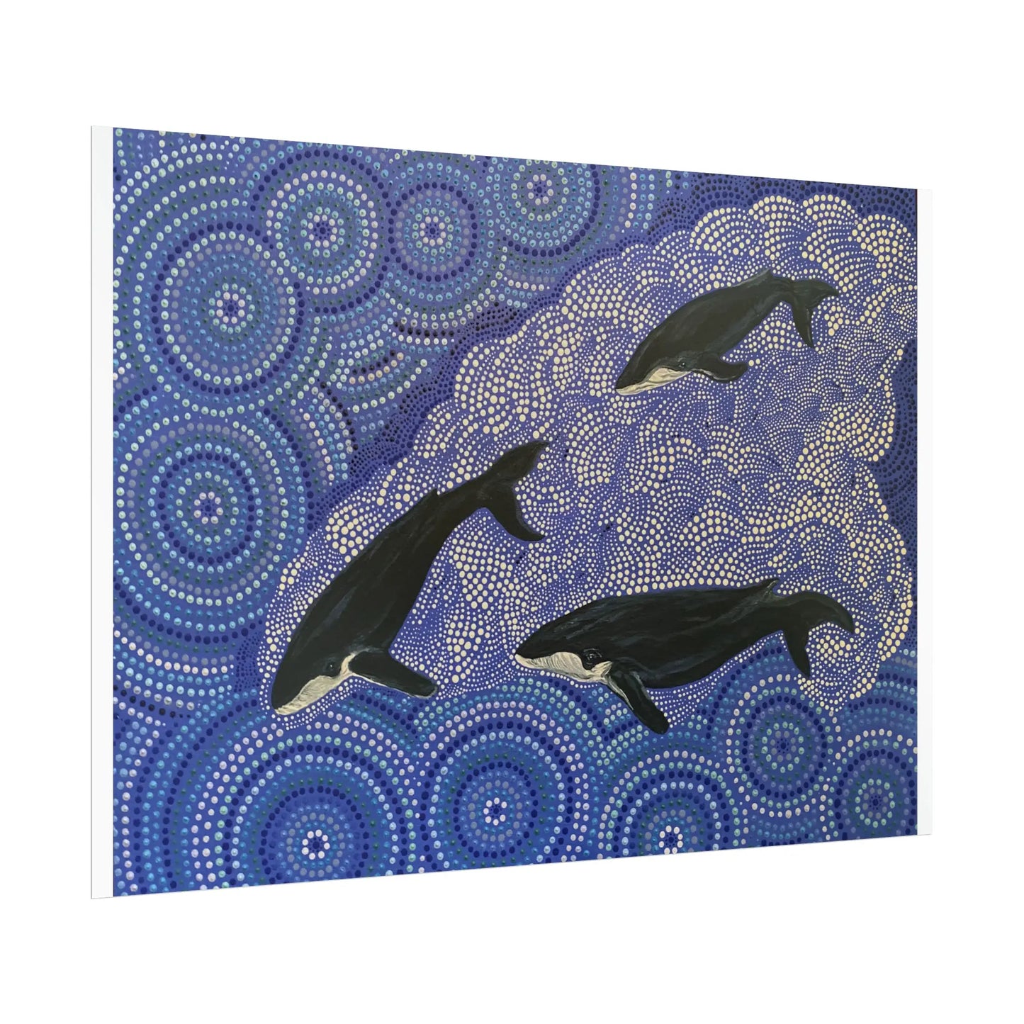Whales at Long Reef Artist Kim's Dot Paintings Rolled Poster 