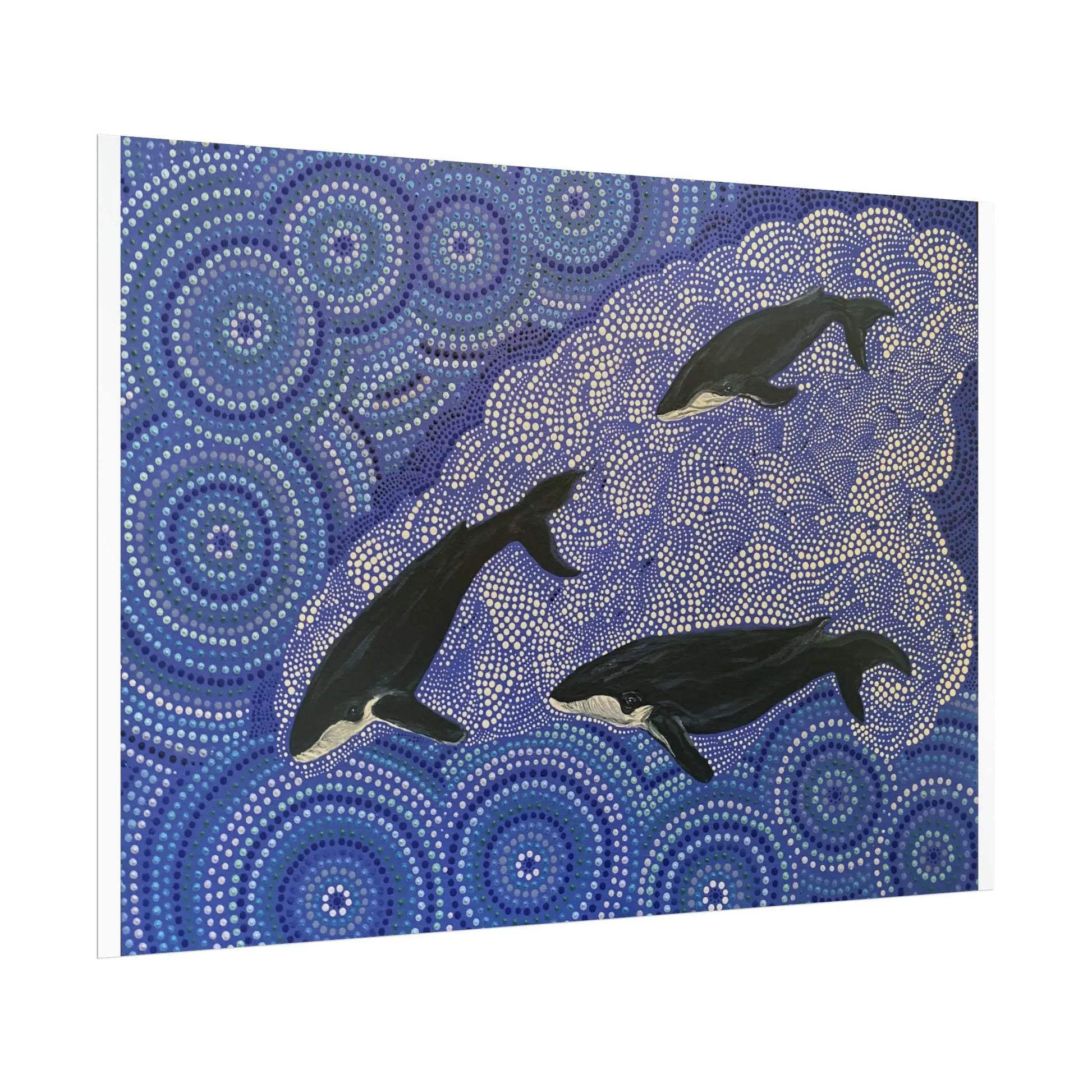 Whales at Long Reef Artist Kim's Dot Paintings Rolled Poster 